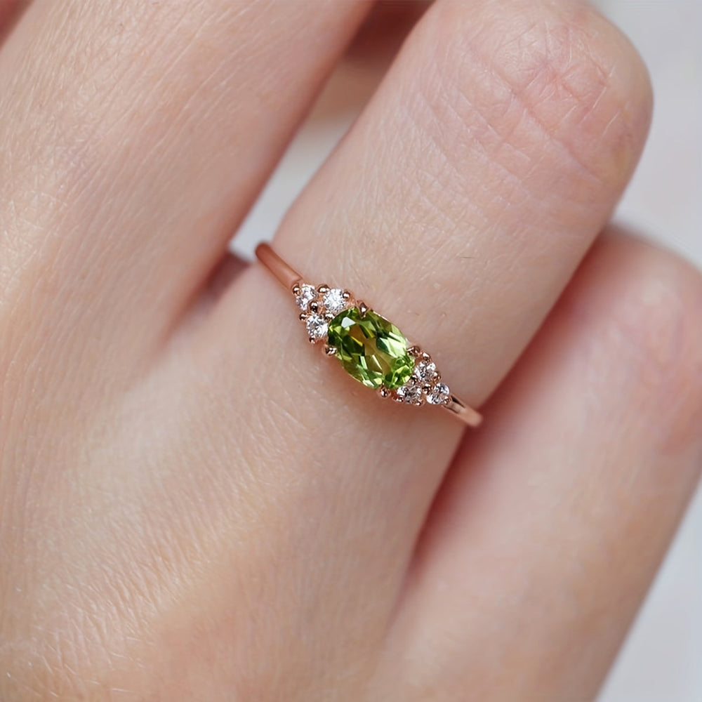 Inlaid Oval Synthetic Zirconia Ring