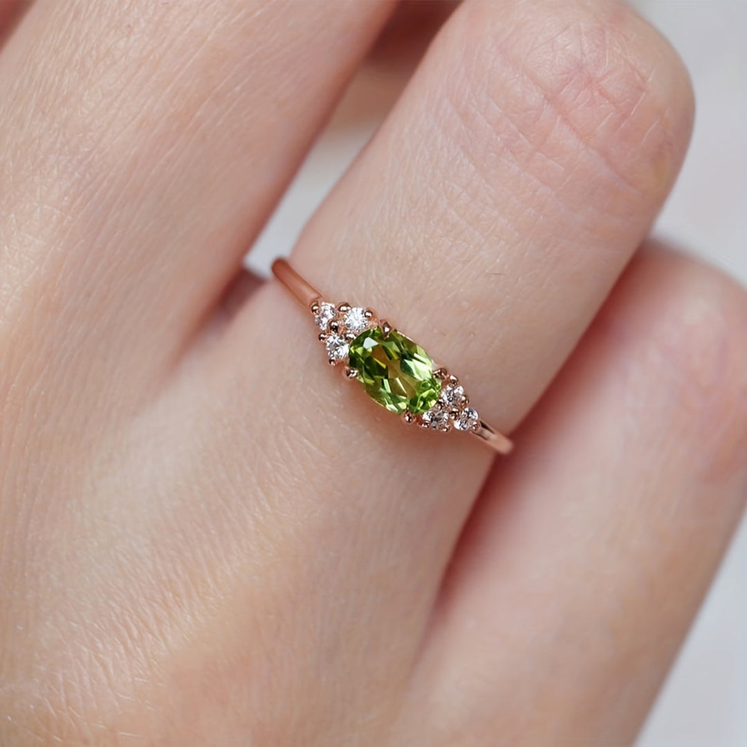Inlaid Oval Synthetic Zirconia Ring