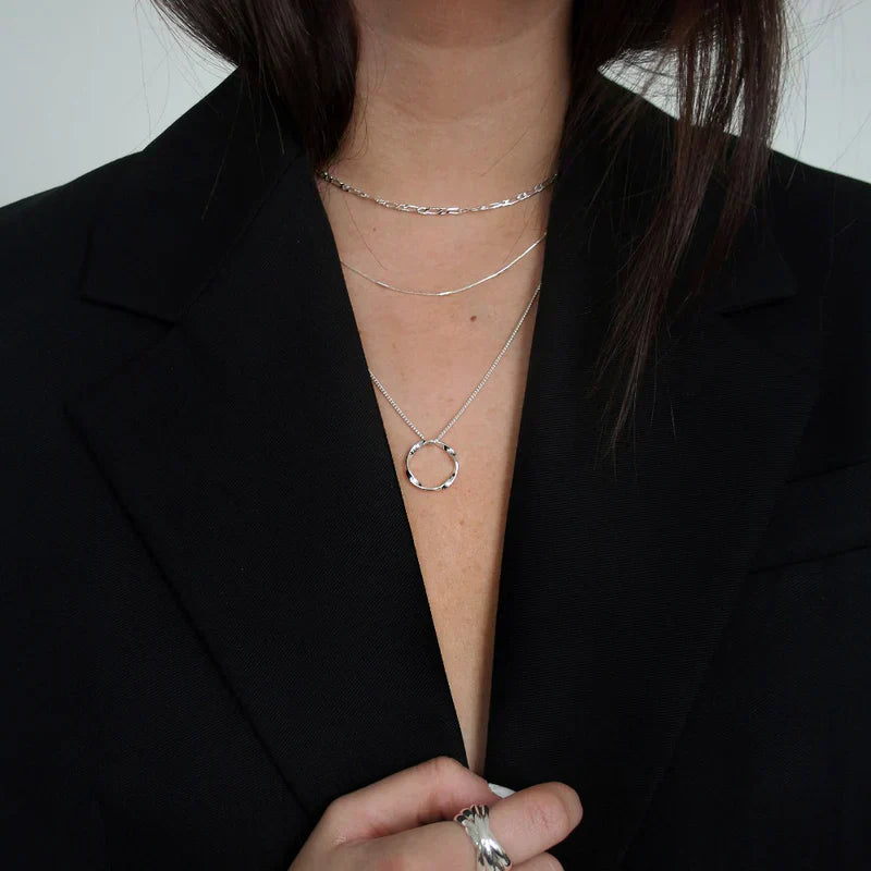 Open Circle Three Row Necklace