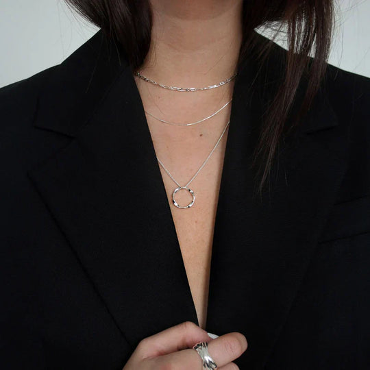 Open Circle Three Row Necklace