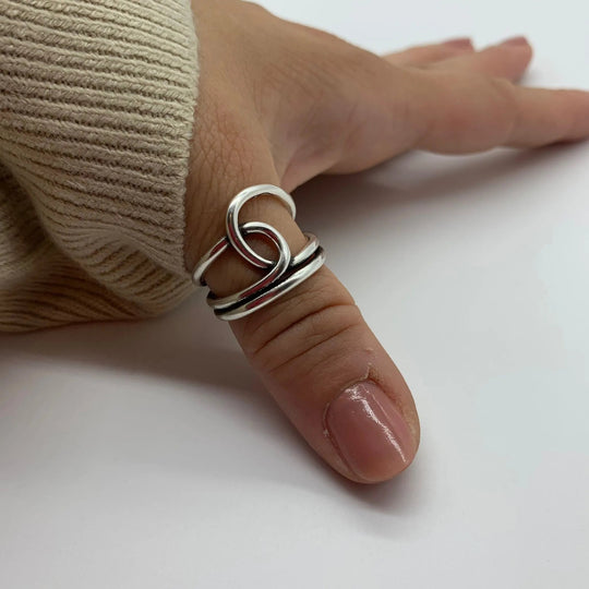 Big Silver Knot Thumb Ring