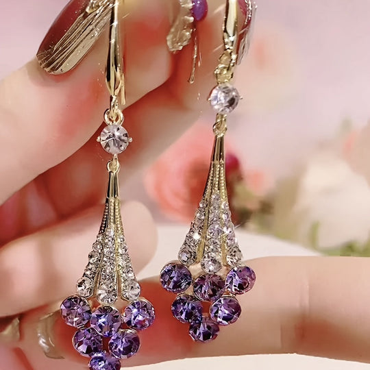 Elegant French-Inspired Violet Dangle Earrings