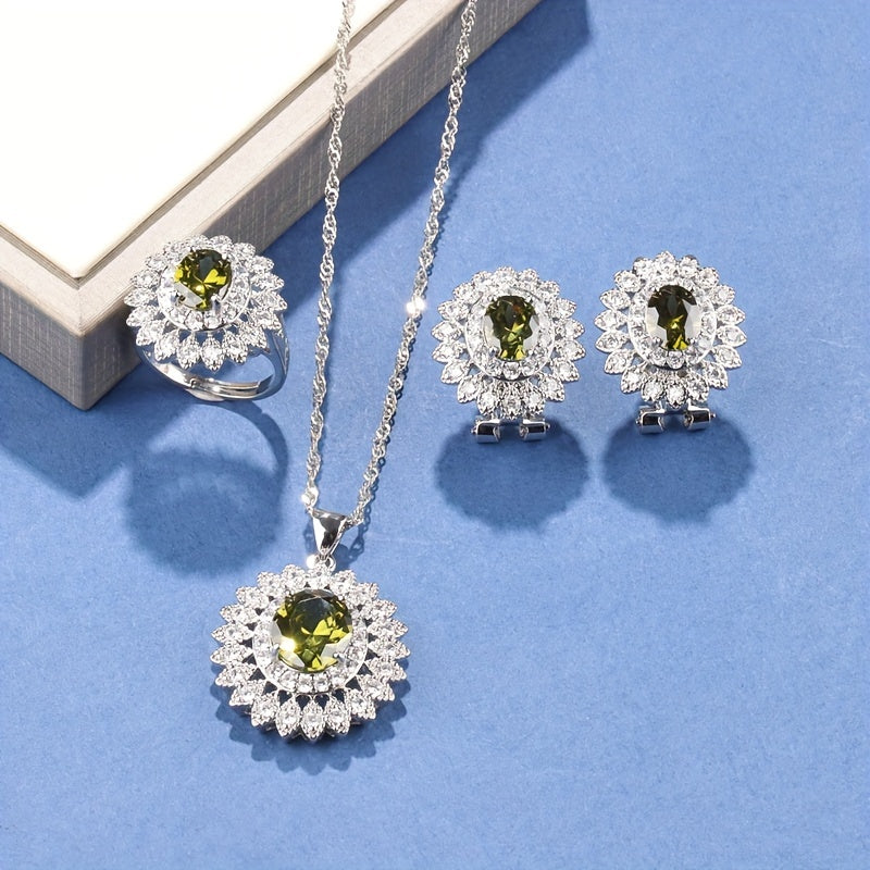 4-Piece Sunflower Zirconia Jewelry Set