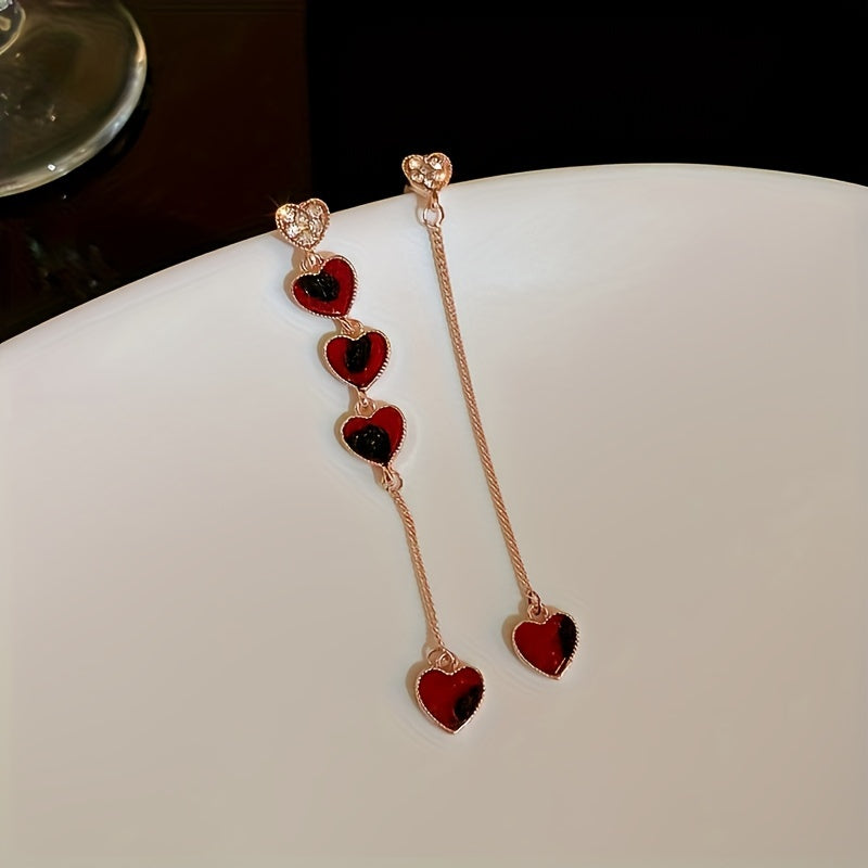 Vintage Inspired Asymmetrical Heart Chain Earrings