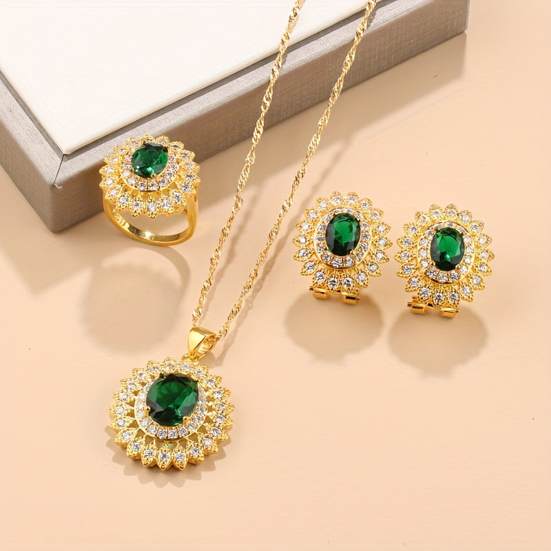 4pcs Luxury Sunflower Jewelry Set