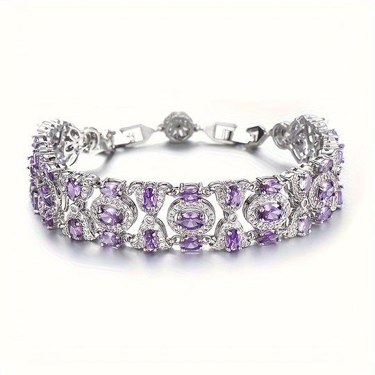 Elegant Colorful Cubic Zirconia Tennis Bracelet
