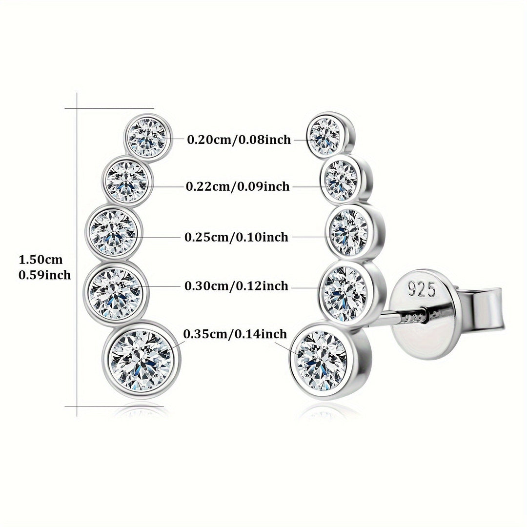 Elegant Sterling Silver Moissanite Stud Earrings
