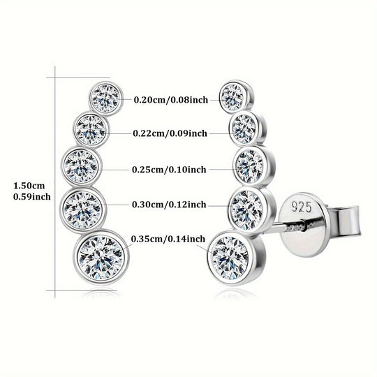 Elegant Sterling Silver Moissanite Stud Earrings