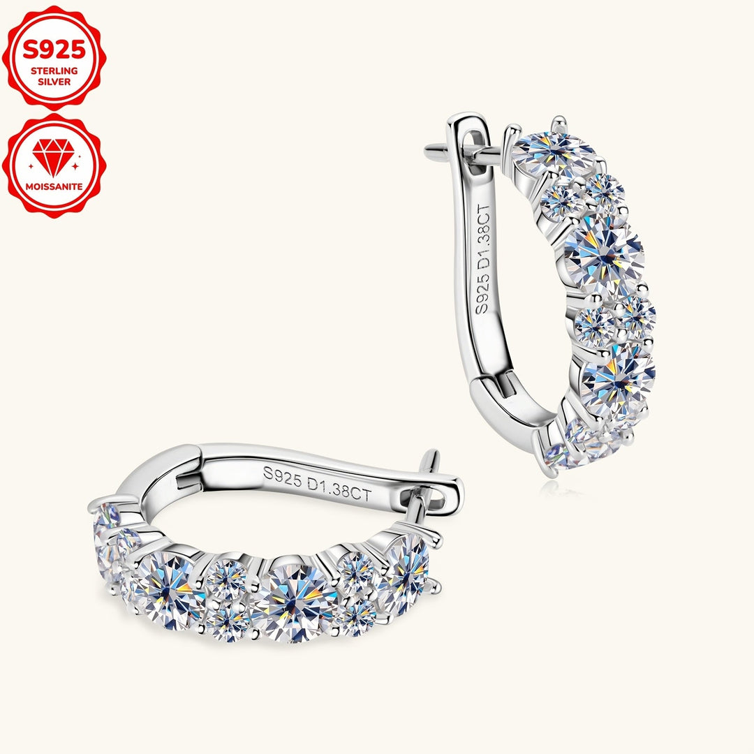 Round Moissanite Silver Earrings