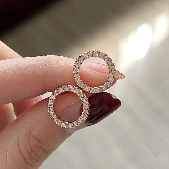 Trendy Circle Zirconia Stud Earrings