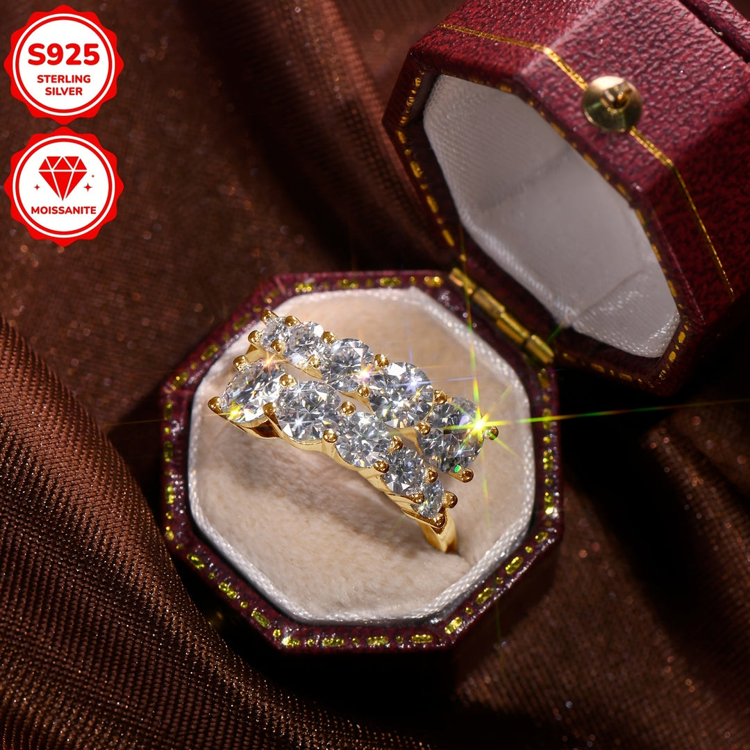 Round Moissanite Double-Headed Band Ring