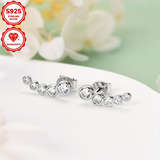 Elegant Sterling Silver Moissanite Stud Earrings