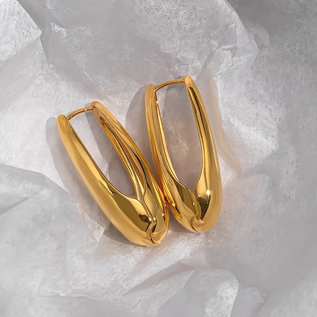 Pair Oval Statement Hoops Earrings