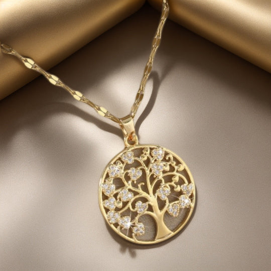 Tree of Life Pendant Necklace with Cubic Zirconia
