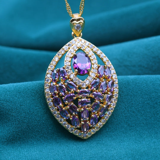 Elegant Multicolor Cubic Zirconia Pendant Necklace