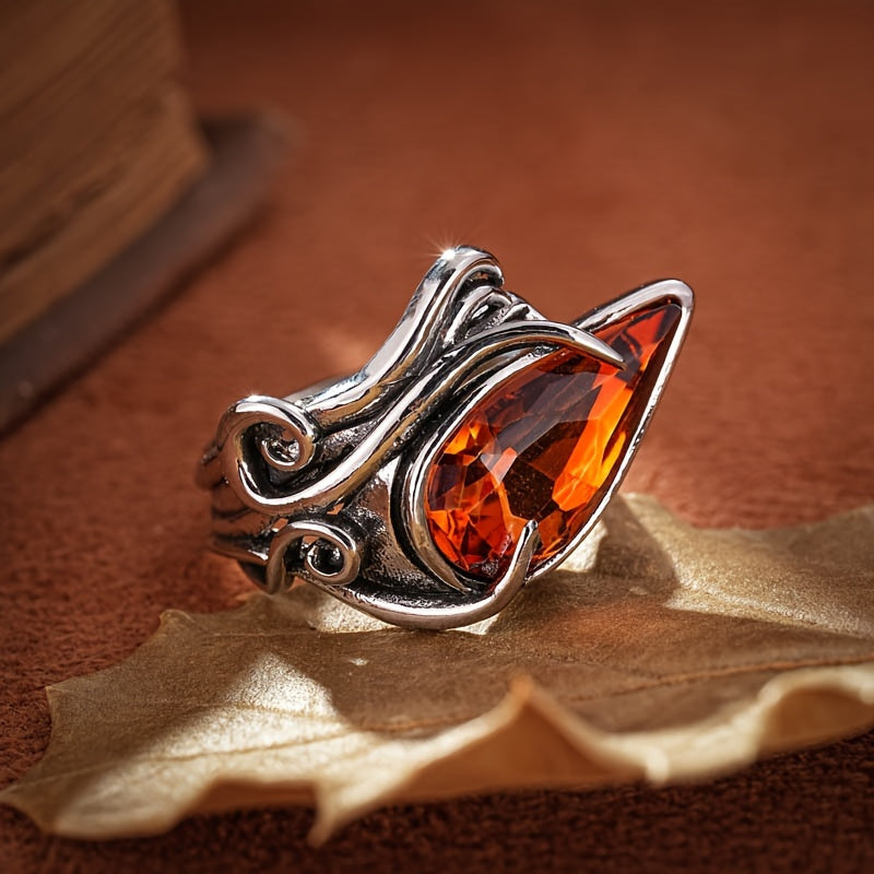 Vintage Irregular Oval Shape Crystal Ring