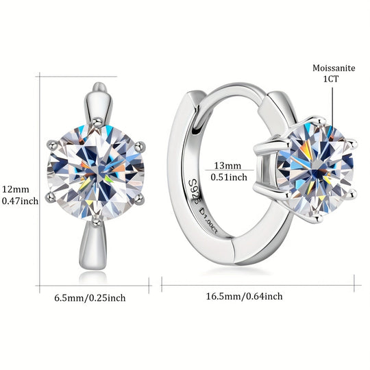 Round Moissanite Silver Earrings
