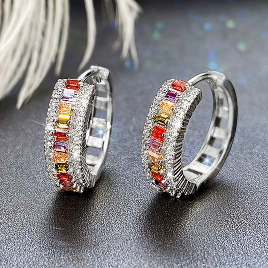 Trendy Topaz & Zirconia Hoop Earrings