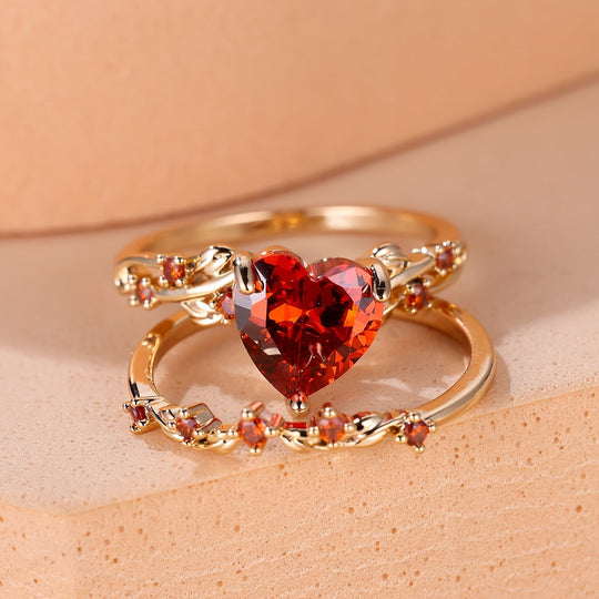 Elegant Heart Shape Ring Set