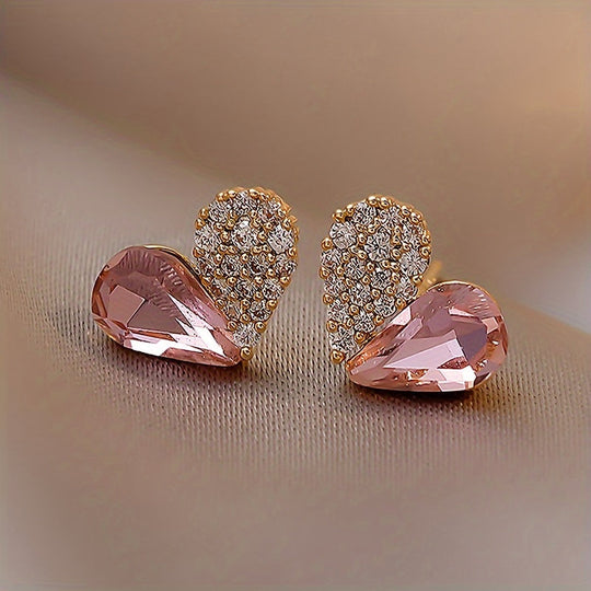 Elegant Crystal Heart-shaped Stud Earrings