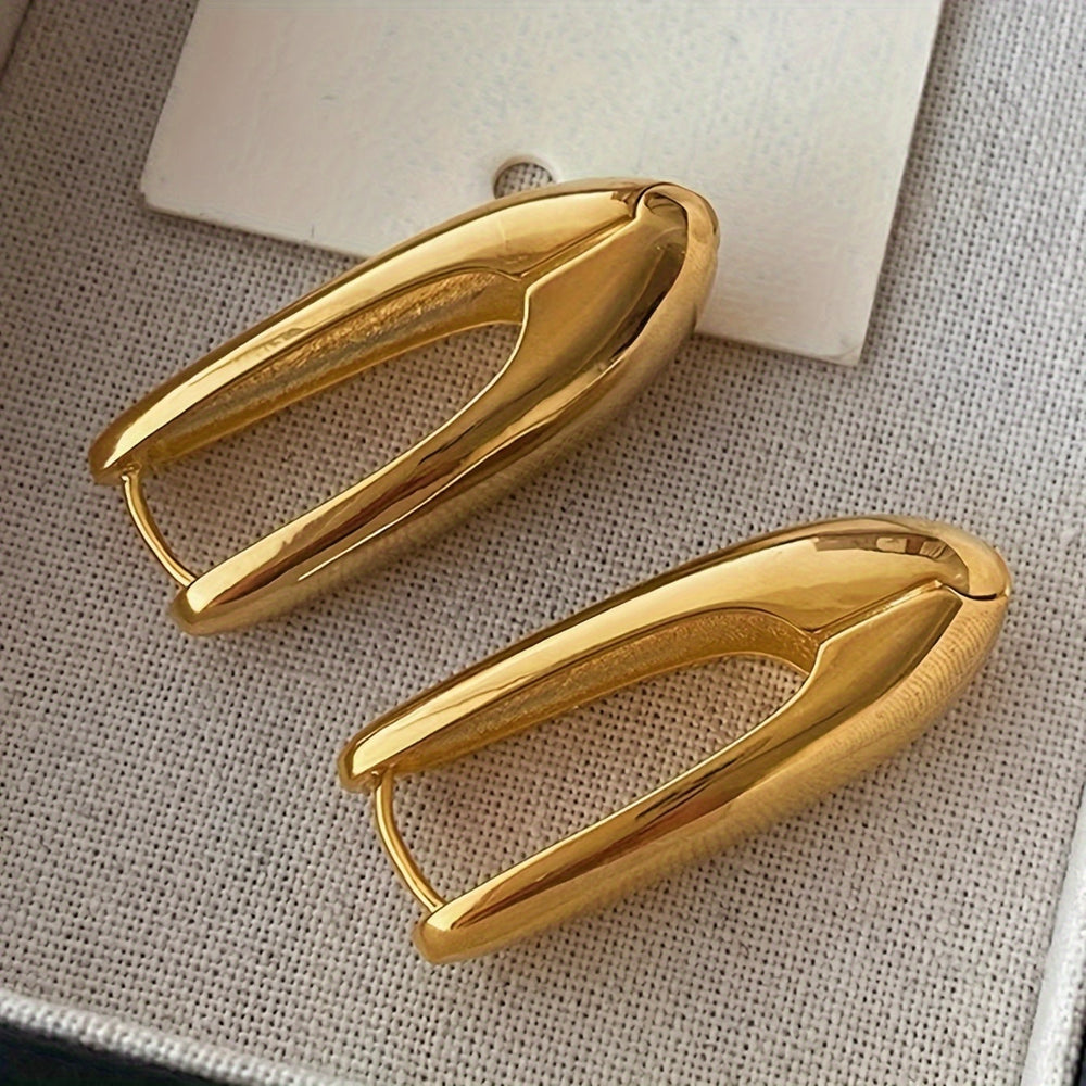 Pair Oval Statement Hoops Earrings