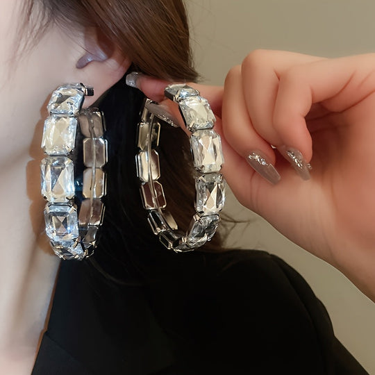 Exaggerated Rectangular Hoop Earrings
