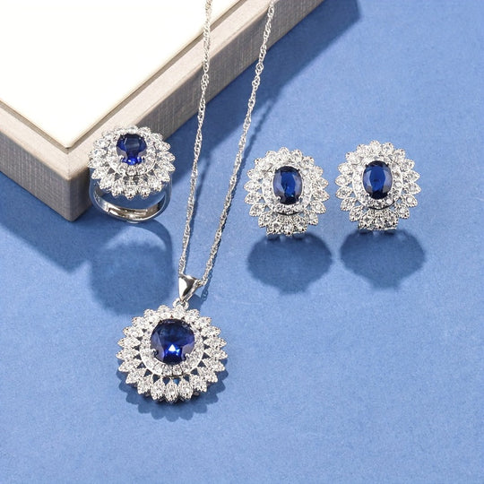 4-Piece Sunflower Zirconia Jewelry Set