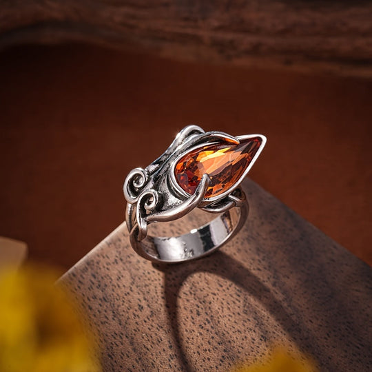 Vintage Irregular Oval Shape Crystal Ring