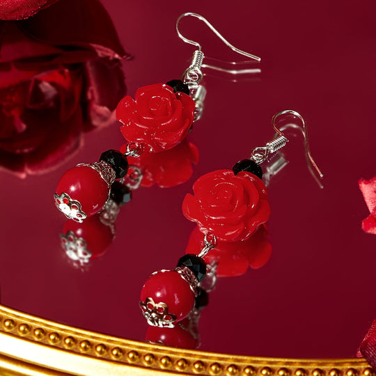 Rose Flower Pendant Earrings