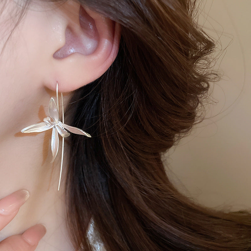 Minimalist Iris Flower Earrings