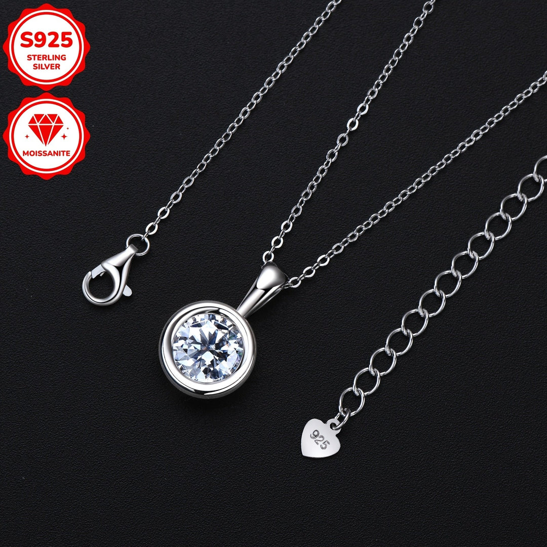 2-Carat 8mm Round Cut Moissanite Pendant Necklace