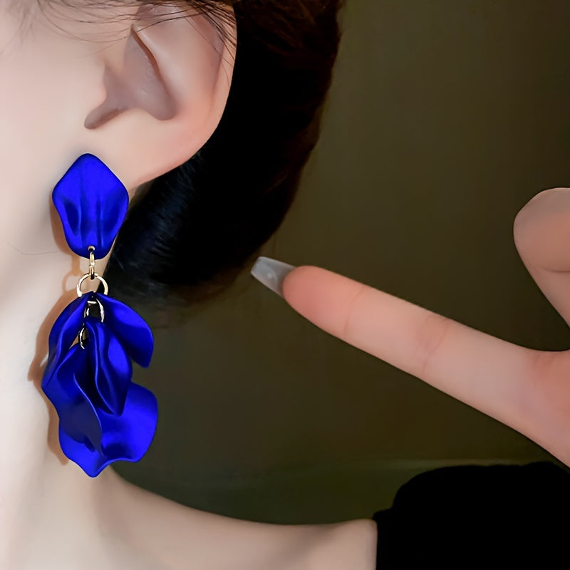 Luxury Elegant 925 Silver Matte Petal Tassel Earrings
