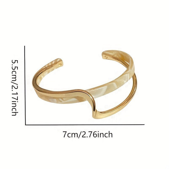 Golden Minimalist Wave Shape Cuff Bangle