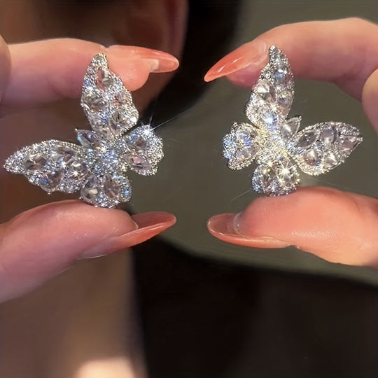 Glittering Butterfly Stud Earrings