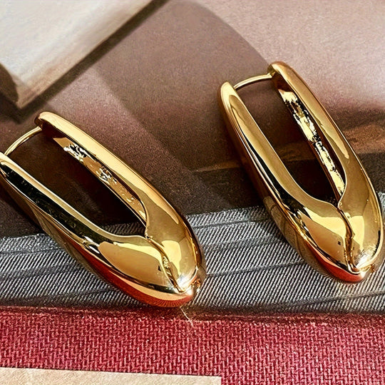 Pair Oval Statement Hoops Earrings