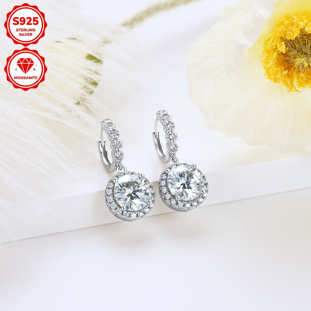 Stylish Round Moissanite & Zirconia Earrings