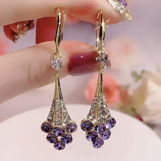 Elegant French-Inspired Violet Dangle Earrings