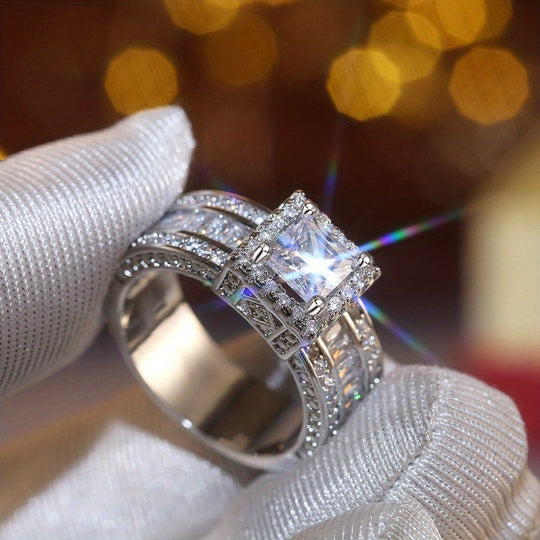 Versatile Square Cut Zirconia Ring