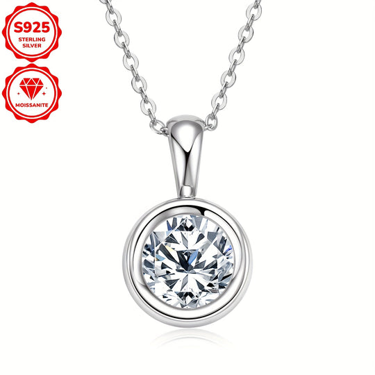 2-Carat 8mm Round Cut Moissanite Pendant Necklace