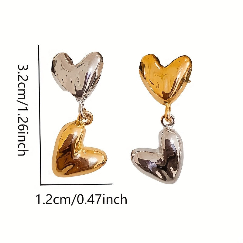 Glossy Heart Design Dangle Earrings