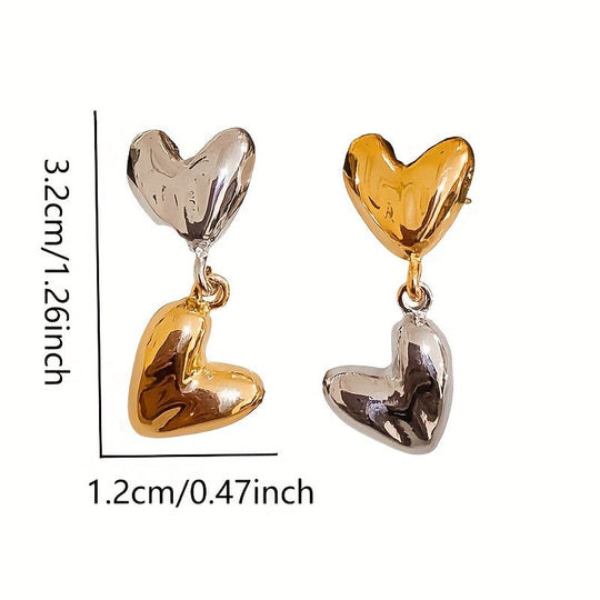 Glossy Heart Design Dangle Earrings