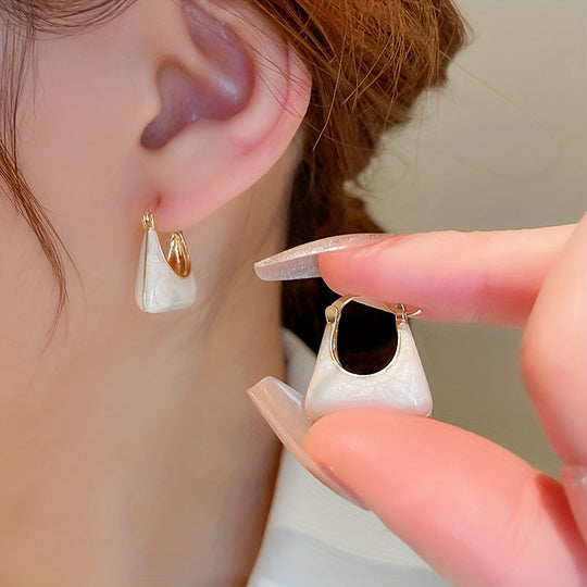 Handbag Design Enamel Hoop Earrings