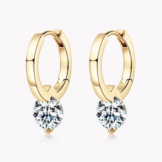 Stylish Round Moissanite Hoop Earrings
