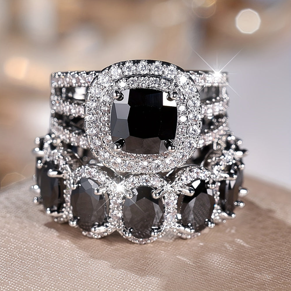 2-Piece Fashionable Synthetic Zirconia Ring