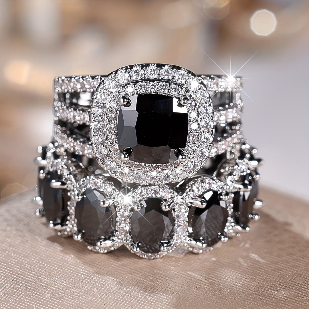 2-Piece Fashionable Synthetic Zirconia Ring