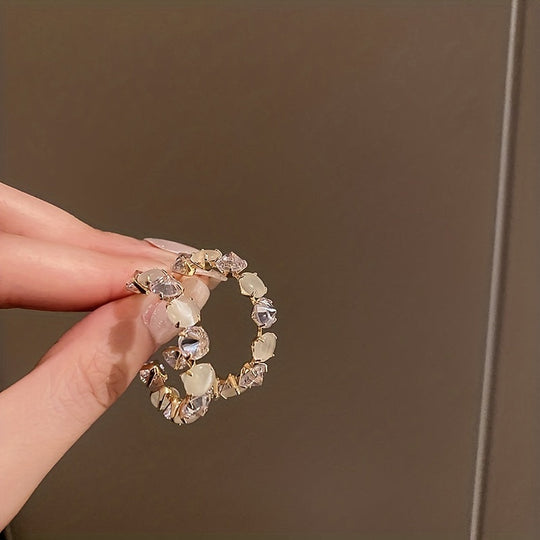 Shiny Rhinestone Decor Hoop Earrings