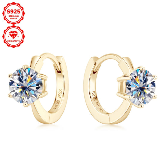 Round Moissanite Silver Earrings