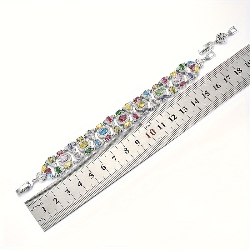 Elegant Colorful Cubic Zirconia Tennis Bracelet