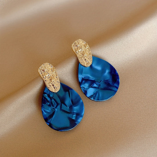 Blue Teardrop Shape Stud Earrings