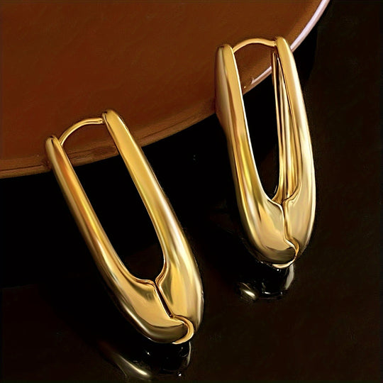 Pair Oval Statement Hoops Earrings
